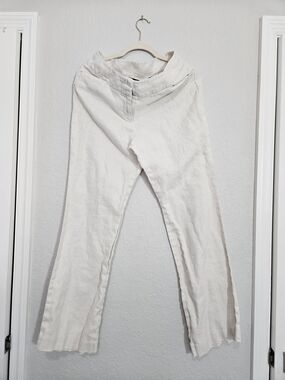 Premise Light Cream Wide-Leg Linen Pants